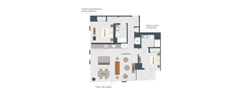 A floor plan of a Viaterra Quartz Countertops apartment layout.