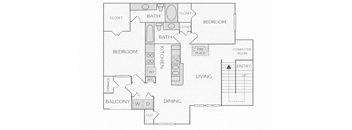 A black and white diagram of a house layout with labeled rooms.