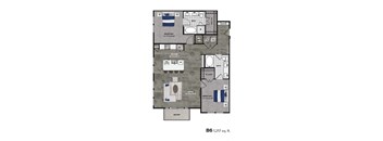 A floor plan of a B6, 1,217 sq. ft. property.