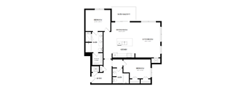 A black and white image of a floor plan for a house.