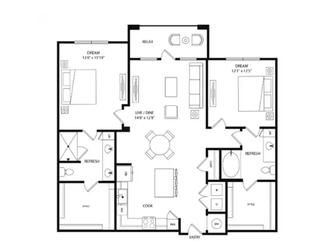the plan floor plan with bedrooms and baths