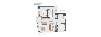 A floor plan of a Viaterra Quartz Countertops apartment layout.