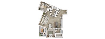 a1 floor plan  1 bedroom with 2 baths  129