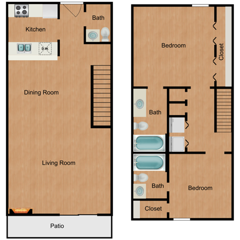 a floor plan of a home with two bedrooms