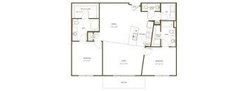 A floor plan of a house with a balcony and a powder room.