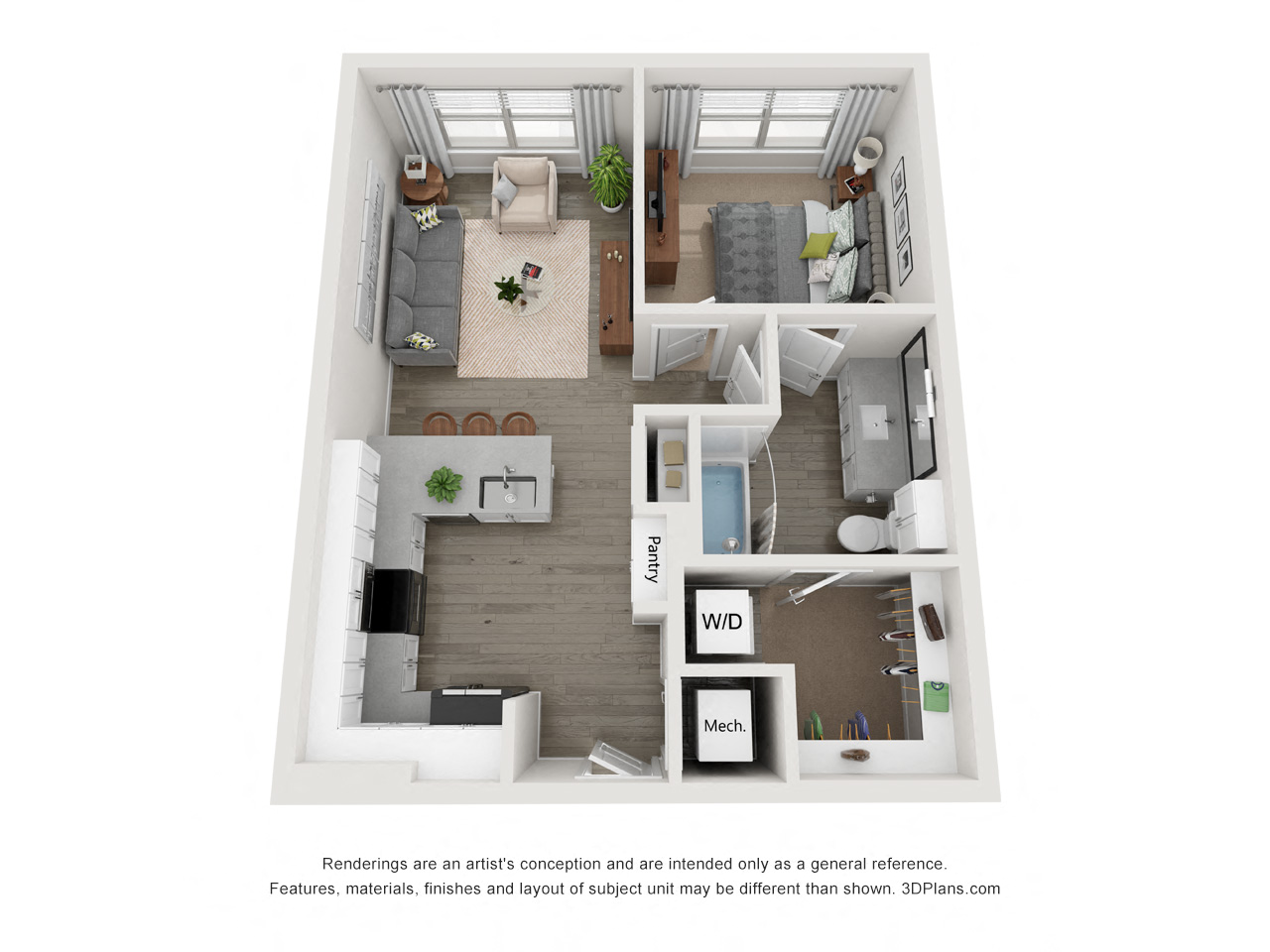 bedroom floor plan an in 1 bed 1 bath