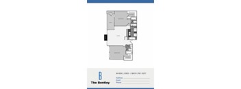 A drawing of a floor plan for an apartment in The Bentley.