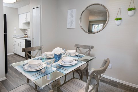 dinning room with glass table