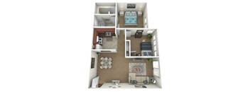 a 3d drawing of the living room of a apartments floor plan