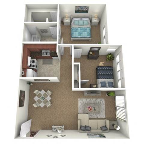 a 3d drawing of the living room of a apartments floor plan