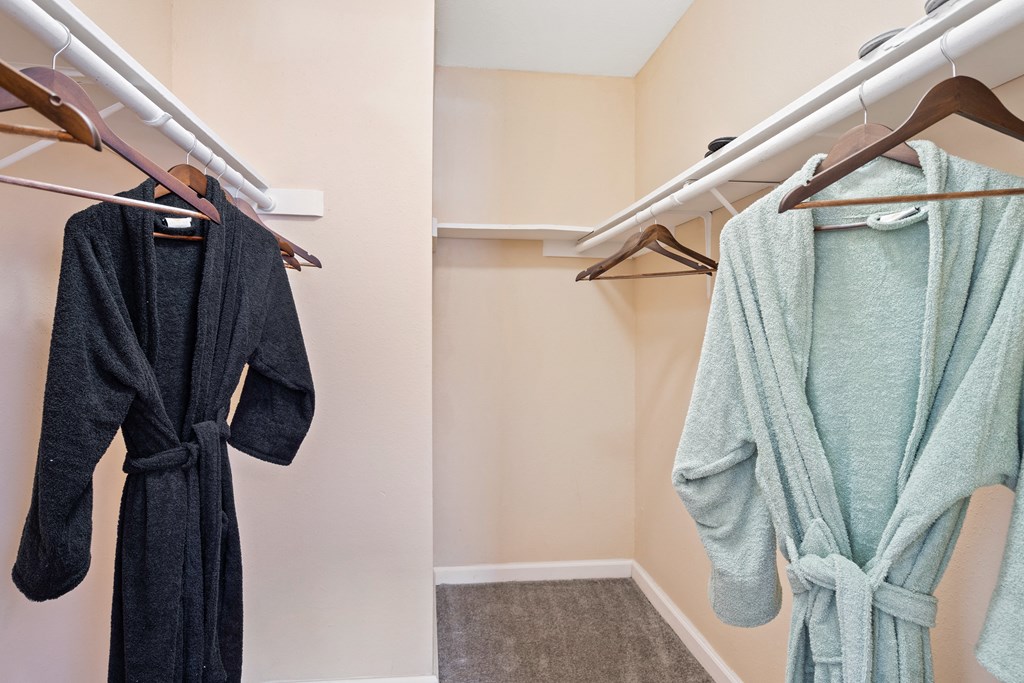 a walk in closet with a mirrored medicine cabinet