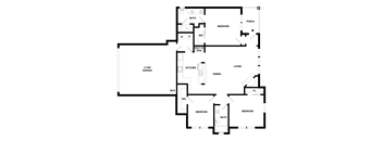A floor plan of a house with labeled rooms such as Bathroom, Bedroom, Kitchen, Living room, and Porch.