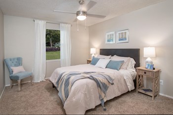 bedroom with blue and grey comforter set - Photo Gallery 5