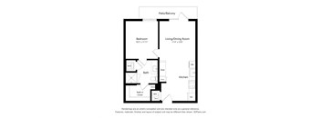 a floor plan of a unit with a bedroom and a living room