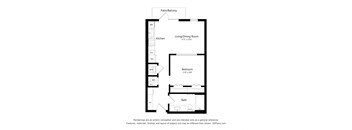 a floor plan of a unit with a bedroom and a living room