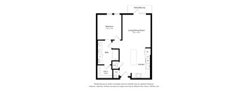 a floor plan of a unit with a bedroom and a living room