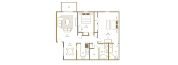 the position of the room in the floor plan of the apartment with the furniture