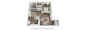 a 1 bedroom floor plan with a bathroom and a living room