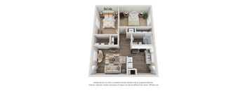 a 3 bedroom floor plan with a bedroom and a living room