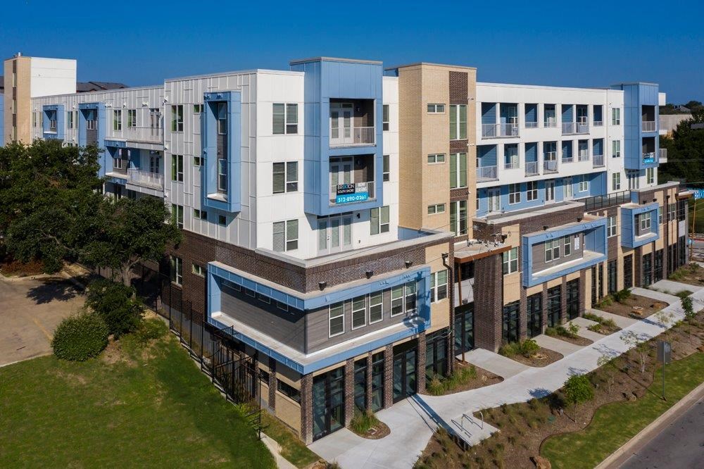 aerial side view of the facility at Brixton South Shore, Austin