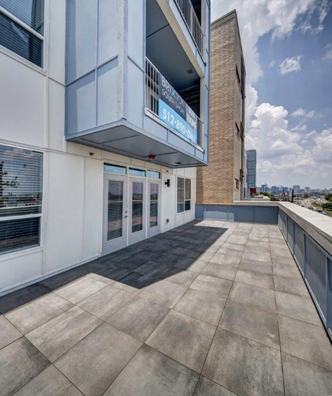 out side of the balcony at Brixton South Shore, Austin, TX