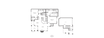 A black and white image of a floor plan for a house.