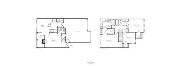 Two floor plans of a house with labeled rooms.