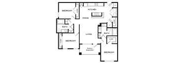 A black and white image of a floor plan for a house with labeled rooms.