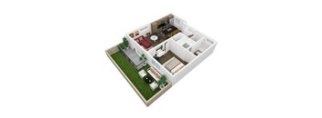 isometric view of a 3d floor plan of a house