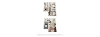 A floor plan of a two-story house with a garage and a car.