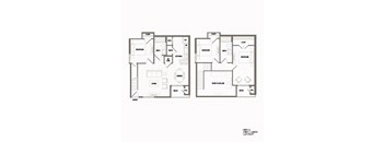 A floor plan of a two-bedroom apartment with a living area, kitchen, and bathroom.