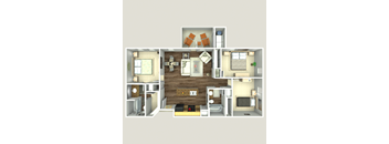 C1 floorplan - three bed two bath