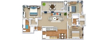 a floor plan of a 3 bedroom apartment