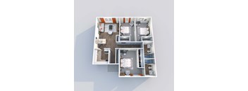 a 3d drawing of our 1 bedroom apartment at princeton court apartments in dallas,