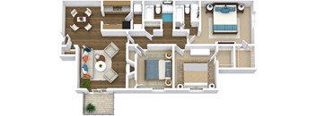 a floor plan of a house with furniture and a living room