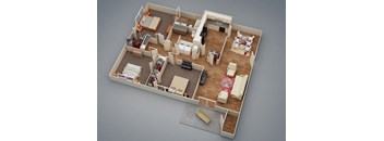 a floor plan of a house with a bedroom and a living room