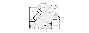A black and white image of a house floor plan with labeled rooms.