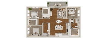 A top-down view of a house layout with labeled rooms.