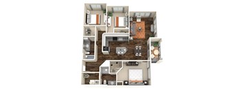 B1 Floorplan - three bed two bath