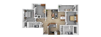 the 1190 sq ft floor plan  studio