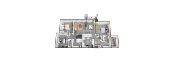 a 3d floor plan of a house