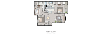 the residences at citycenter apartments floor plans 3 bedroom 1190f tf
