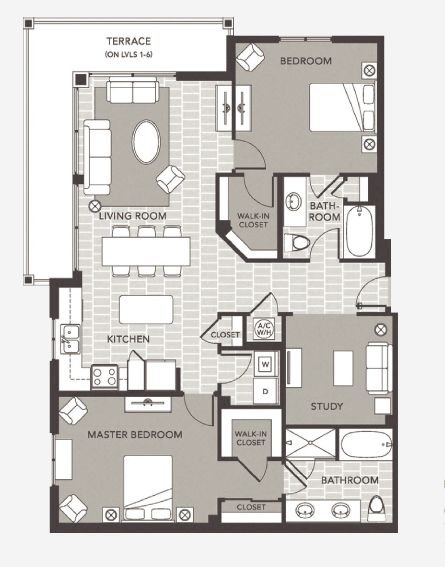 a floor plan of a bedroom apartment