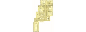 A floor plan of a house with three bedrooms, a living room, a dining room, a kitchen, a breakfast/study area, and a garage.