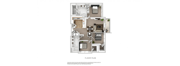 A floor plan of a house with a kitchen, living room, and bedrooms.