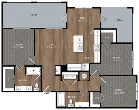 c1 floor plan in midland tx apartments