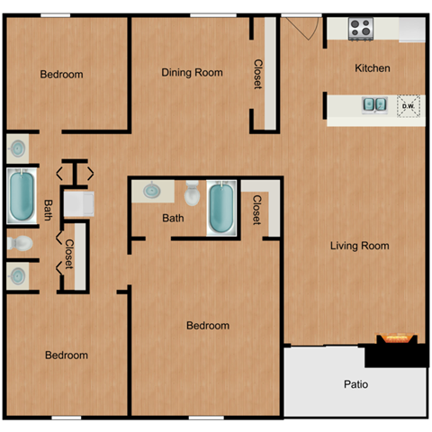a floor plan of a two bedroom apartment