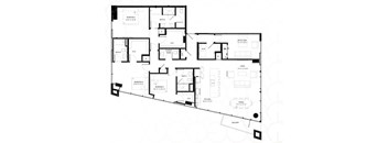 A black and white image of a house floor plan.