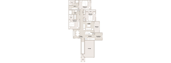 A floor plan of a house with three bedrooms, a living room, a dining room, a kitchen, a breakfast area, a balcony, a garage, an entry, and a perch.