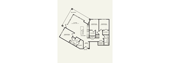 A floor plan of a house with a balcony, two bedrooms, a living area, a kitchen, a bathroom, a mud-washing area, and an entry.